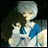 Pixelated anime-style character with light blue hair and closed eyes holding a smaller figure, next to text reading 'Anime IM' and 'com' on black background.