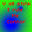 Red pixelated text on a green-to-blue gradient background with four identical arranged in a