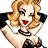 A 48x48 pixel animated buddy icon featuring a pinup-style cartoon woman on the left and green text reading "Original Icons .com" on a dark green background to the right, displayed as a contact sheet with two frames.