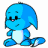 A pixelated blue cartoon character with large ears and a white belly sits on the left, while green text reading "Original Icons .com" appears on a dark green background to the right.