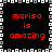 Four identical display red text 'marisa is amazing' on a black background with white and gray pixelated border