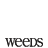 Animated contact sheet of 17 frames showing a cannabis leaf icon with the word 'weeds' below it, transitioning from small to large and dark green to black across frames.