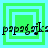 Green and cyan square layers with black text 'papagiks' overlaid, showing animation where the innermost green square shifts position across frames.