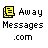 Yellow document icon with black outline next to pixelated text reading 'Away Messages .com' on gray background.