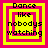 Four identical pixelated squares with yellow and pink borders display the text "Dance like nobodys watching" in black block letters.