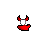 Pixel art icon of a red devil head with white horns and skull eyes, displayed on gray background with 'Happy Halloween' text in multiple positions.