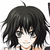 Pixelated anime-style character with black hair and bangs, wearing a white top with dark straps visible at the shoulders.