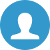 Blue circular background with a white silhouette of a person's head and shoulders centered inside.