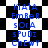 Blue text on black-and-white checkered background with distorted pixelated appearance