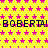 Yellow background with pink star pattern and repeated black text 'BOBERTA! BOBERTA! BOBERTA!' across three horizontal bands.