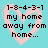 Pixelated text on a light blue background with a pink heart outline, displaying '1-8-4-3-1 my home away from home...' in dark brown block letters.