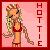 Pixelated icon of a woman with long blonde hair in red bikini top and orange bottom, standing against pink background with vertical text "HOT TIE" on right.