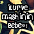 Pixelated text reads 'lurve makin bbb=' over a dark background with yellow and brown pixel clusters.