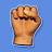 A clenched fist, three stylized S shapes, and a white letter S on blue background with visible pixelation.