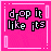Pixelated animated contact sheet showing three frames of a pink-themed icon with text "drop it like its" and changing large black text below, arranged in 2x2 grid with one empty gray cell.