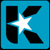 Blue square icon with black stylized K and white star, adjacent to blue text 'Kink' above 'BMX' on dark background.
