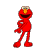A 3x3 contact sheet of eight distinct Elmo animation frames from a Sesame Street buddy icon, each showing the red Muppet character in various poses against a gray background.