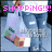 A person in light blue denim jeans holds a white shopping bag with green accents, with pink text overlays changing across frames.