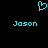 A static pixel art image with a cyan heart symbol above two instances of the name 'Jason' in cyan text on black background.