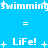 Pixelated blue background with white text and symbols arranged in a repeating pattern