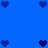Static pixel art of multiple heart shapes in varying blue shades on a solid blue background.