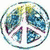 A static image shows three distinct icons: a peace symbol with blue and white tones, a multicolored heart shape, and a yellow smiley face.