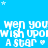 Blue background with white stars and repeated text 'wen you wen you wen you wish uponwish uponwish upon A star * A star * A star * A star' in pixelated font.