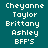 Pixelated text displays names and 'BFF'S' on teal background with dark brown accents, changing across three of repeated text