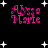 Pixelated pink text 'Alyssa Marie' on black background with white star shapes, arranged in four quadrants with varying star density.