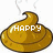 Three golden poop-shaped icons with pixelated text: HAPPY, POOP, and DAY! each emitting steam against a white background.