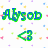 Pixelated green and blue text 'Abysob' with a stylized heart symbol below, surrounded by scattered colored squares on white background.