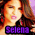 Six celebrity headshots arranged in a with stylized text labels below each, featuring Selena Gomez, Taylor Swift, and Cody Simpson