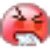 A pink cartoon face with furrowed brows and gritted teeth in the left , transitioning to a wide-eyed expression with yellow starbursts above its head on the right