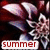 Pixelated image of a stylized character with large eyes and flowing hair, set against a dark background with red accents, featuring the word 'summer' in red text at the bottom.