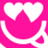 A static icon features a large white heart outline with a pink crown inside, surrounded by a pink background and small pink hearts.