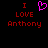 Pixelated red text "I LOVE Anthony" with a pink heart symbol on black background, displayed in two identical side-by-side