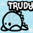 Pixelated light blue background with two identical cartoon whales, one with 'TRUDY' text above and the other with a smiley face symbol.