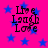 A static image with a bright pink background covered in scattered blue stars, featuring the words "Live," "Laugh," and "Love" stacked vertically in black pixelated text.
