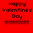 Four pixelated display 'Happy Valentines Day' text with dotted lines, each in distinct solid color backgrounds