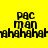 Pixelated text 'pac man' and 'hahahahahahahahah' on four colored quadrants with no visible animation changes.