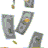 A 4-frame animated contact sheet showing a gray stick figure with yellow accents performing sequential movements against a transparent background.