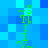 A pixelated blue background with green text repeating vertically in two , showing slight vertical displacement between frames