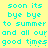 Cyan pixelated text on a yellow background repeats 'soon its bye bye to summer and all our good times' in two identical vertical