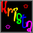 Animated icon displays 'Kris' text with rainbow colors and moving star symbols on black background.
