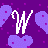 pixelated heart and letter W icons in multiple color variations with dotted backgrounds