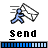 A contact sheet of 8 animated frames showing a blue stick figure running while holding an envelope, with