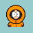 Pixelated character in orange hooded parka with black trim and red zipper, standing against light blue background.