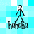 Four identical stick figure icons with 'hehehe' text below, displayed on a blue and white checkered background.