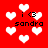 Red background with white pixelated hearts and repeated text 'i <3 sandra' in black block letters.
