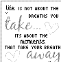 Static black-and-white pixel art icon featuring a motivational quote with handwritten-style text, heart symbols, and dithered effects on a white background.